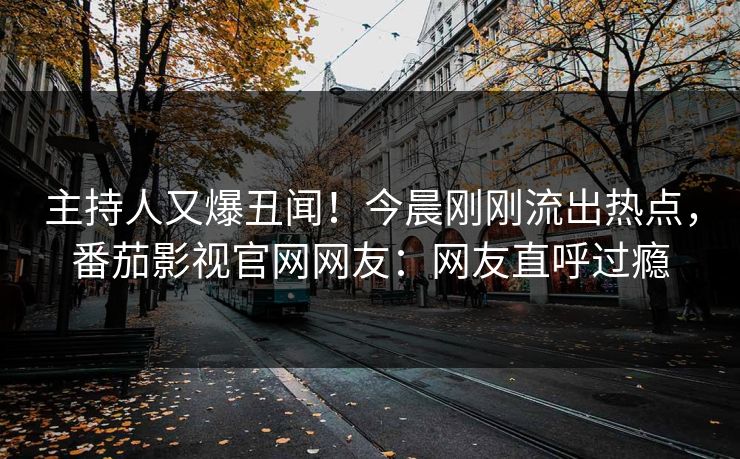 主持人又爆丑闻！今晨刚刚流出热点，番茄影视官网网友：网友直呼过瘾