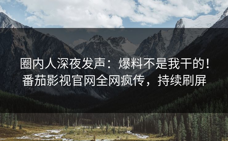 圈内人深夜发声：爆料不是我干的！番茄影视官网全网疯传，持续刷屏