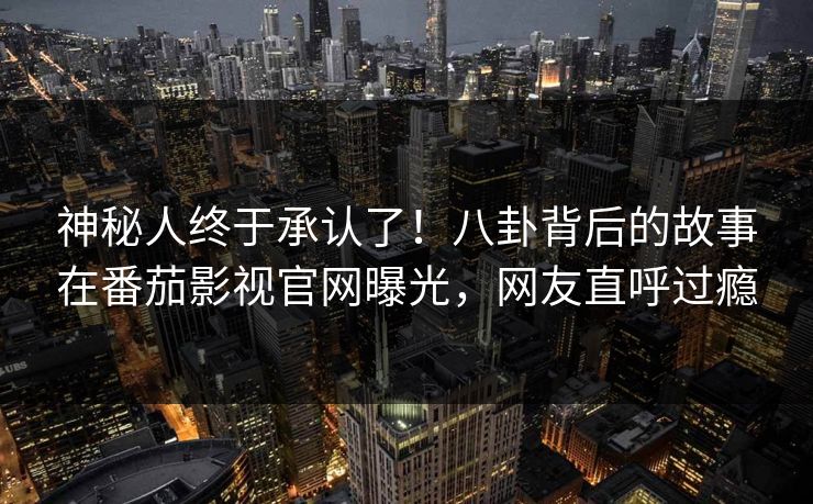 神秘人终于承认了！八卦背后的故事在番茄影视官网曝光，网友直呼过瘾