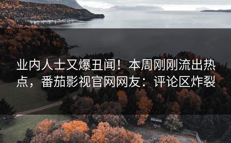 业内人士又爆丑闻！本周刚刚流出热点，番茄影视官网网友：评论区炸裂